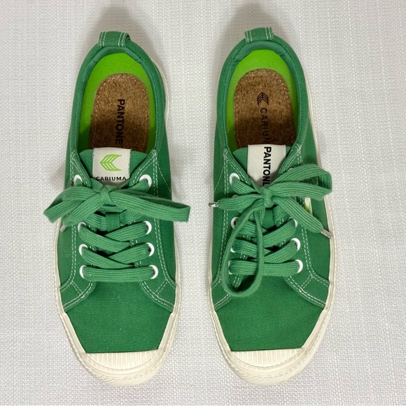 Cariuma Pantone Green Canvas OCA Low Lace Up Sneaker Shoes Women's Size 8 - Picture 4 of 13